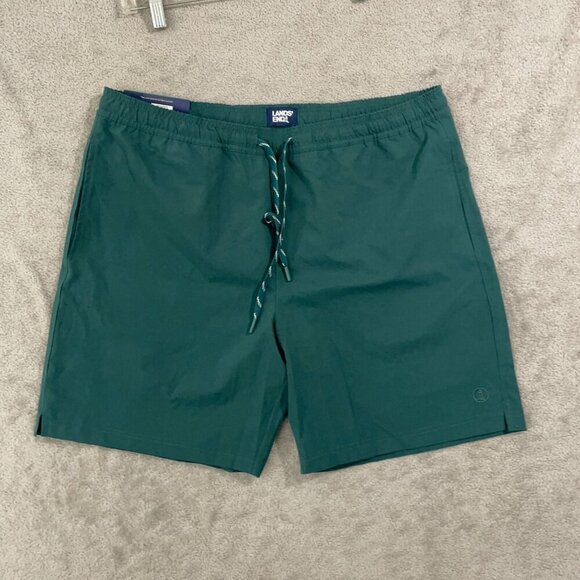 NEW Lands End Mens XL Green Swim Shorts With UPF 50 Quick Dry & Built-In Boxer - Picture 2 of 10